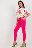 Chic Velour Blouse and High-Waisted Pants Set