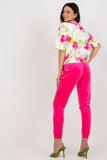 Chic Velour Blouse and High-Waisted Pants Set