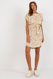 Floral Short Sleeve Summer Dress with Tying Belt