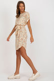 Floral Short Sleeve Summer Dress with Tying Belt