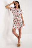 Floral Summer Dress with Short Sleeves and Belt