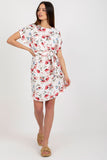 Floral Summer Dress with Short Sleeves and Belt