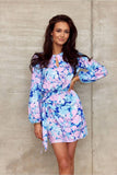 Elegant Mini Dress with Teardrop Neckline & Side Binding