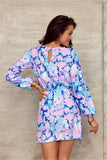 Elegant Mini Dress with Teardrop Neckline & Side Binding