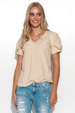 Elegant Women's Blouse with Heart Neckline and Gold Accent