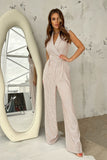 Elegant Peplum Jumpsuit with Fitted Top and Wide Legs