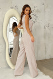Elegant Peplum Jumpsuit with Fitted Top and Wide Legs