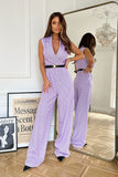Elegant Peplum Jumpsuit with Interlocking Neckline