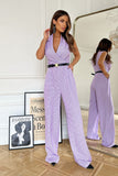 Elegant Peplum Jumpsuit with Interlocking Neckline