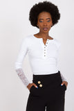 Elegant Ribbed Blouse with Lace Detail