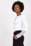 Elegant Ribbed Blouse with Lace Detail