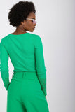 Elegant Ribbed Blouse with Lace Detail