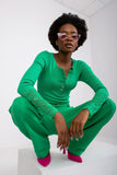Elegant Ribbed Blouse with Lace Detail