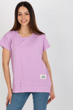 Loose Fit Women's Blouse with Decorative Patch and Short Sleeves