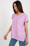 Loose Fit Women's Blouse with Decorative Patch and Short Sleeves
