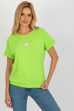Decorative Short Sleeve Women's Blouse with Round Neckline