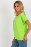 Decorative Short Sleeve Women's Blouse with Round Neckline