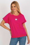 Short Sleeve Round Neck Blouse with Decorative Patch