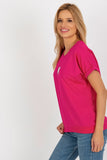 Short Sleeve Round Neck Blouse with Decorative Patch