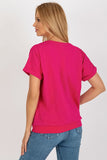 Short Sleeve Round Neck Blouse with Decorative Patch