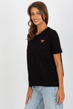 Short Sleeve Decorative Patch Women's Blouse