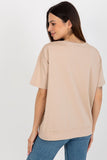 Short Sleeve Round Neck Blouse with Decorative Patch