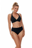High-Waisted Black Classic Crinkled Panties for Comfort