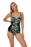 Elegant Knitted One-Piece Swimsuit with Palm Tree Motif