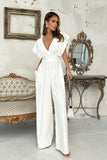 Chic Wide-Leg Jumpsuit with Flared Sleeves and Belt