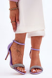 Eco-Suede Stiletto Sandals with Rhinestone Strap Detail