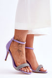 Eco-Suede Stiletto Sandals with Rhinestone Strap Detail
