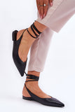 Eco Leather Open Heel Ballerinas with Pointed Toe