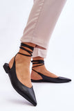 Eco Leather Open Heel Ballerinas with Pointed Toe