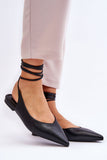 Eco Leather Open Heel Ballerinas with Pointed Toe