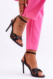 Elegant Eco Leather Stiletto Sandals with Ankle Straps
