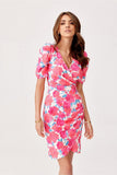 Chic Envelope Neckline Mini Dress with Ruffled Sleeves