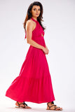 Elegant Summer Maxi Dress with Adjustable Neck Tie