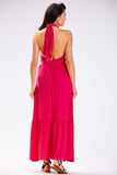 Elegant Summer Maxi Dress with Adjustable Neck Tie
