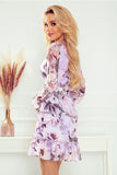 Charming Wild Rose Chiffon Dress with Frills and Elastic Waist
