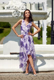 Floral Chiffon Maxi Dress with Asymmetrical Cut
