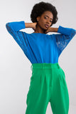 Lace Sleeve Straight Cut Blouse with Round Neckline