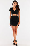 Stylish Mini Skirt with Decorative Seams and Slit