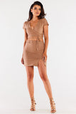 Chic Mini Skirt with Decorative Seams and Slit Detail
