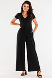 Soft Knit Wide-Legged Jumpsuit with Heart Neckline