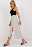 Asymmetrical White Skirt with Navy Blue Polka Dots
