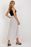 Asymmetrical White Skirt with Navy Blue Polka Dots