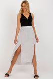 Asymmetrical White Skirt with Navy Blue Polka Dots