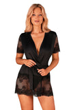 Elegant Black Lace Negligee Dressing Gown for Sensual Layering