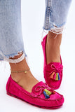 Eco-Suede Women's Moccasins with Bow and Tassels