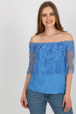 Summer Blouse with Spanish Neckline and Lace Trim